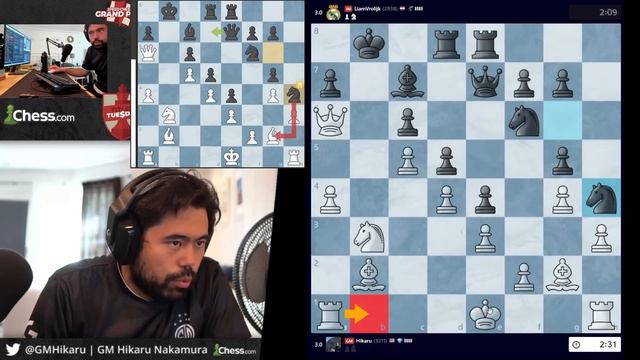 Hikaru Spitting Brilliant Moves - with Analysis Board смотреть онлайн