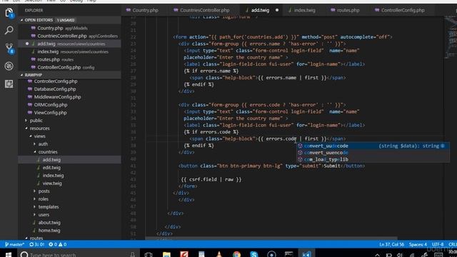 Web Development Course laravel 5.5 ORM and Raw PHP | Create countries add twig view смотреть онлайн