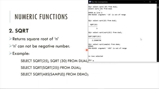 DBMS: Unit 3: Lecture 5: SQL Numeric Functions. смотреть онлайн