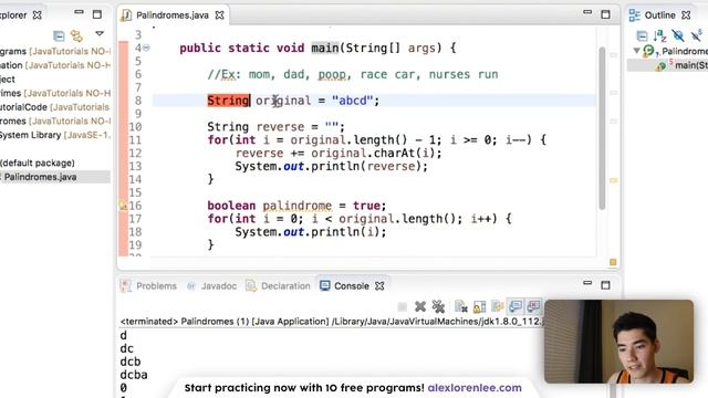 Palindrome Java Program Tutorial смотреть онлайн