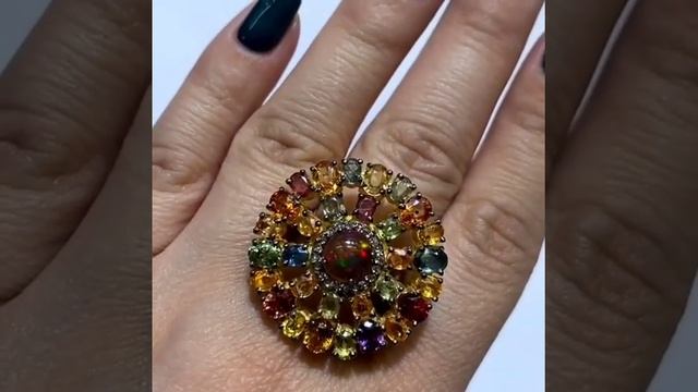 ОПАЛ И САПФИРЫ В ШИКАРНОМ КОЛЬЦЕ.17 РАЗМЕР. ФАСАД 29/29 ММ. ЦЕНА 25500₽ смотреть онлайн