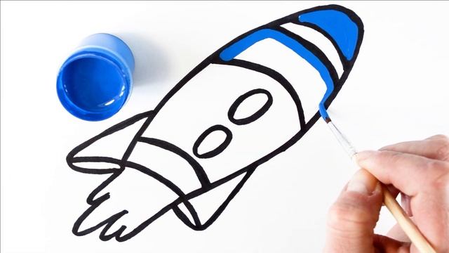 Как нарисовать ракету  /  мультик раскраска ракета для детей / учим цвета