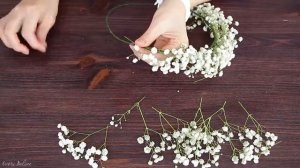 Венок на голову из живых цветов: гипсофила. Мастер-класс