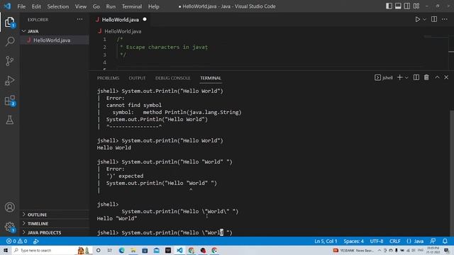 Java : Escape characters смотреть онлайн