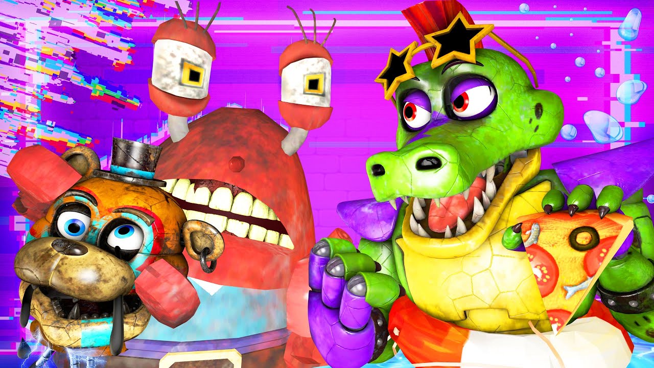 ГЛЭМРОК ФНАФ Vs ГУБКА БОБ АНИМАТРОНИКИ 2: ГЛИЧТРАП (Ной FNAFSB 3D Анимация FNAF: Security Breach)