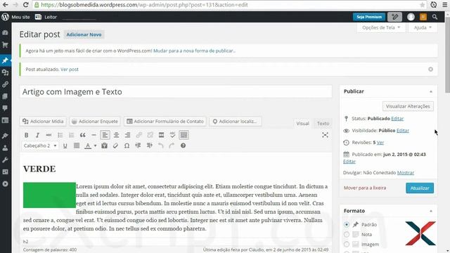 Curso de Wordpress - Aula 21 - Postagem com Texto e Imagem - eXcript смотреть онлайн
