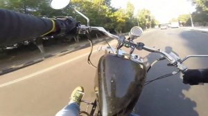 На самодельном мотоцикле Урал по городу. Custom Ural
