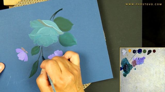 Рисуем Розу и Бабочек акриловыми красками. Художник Лариса Гончарова смотреть онлайн