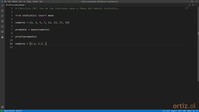 Python - Ejercicio 187: Uso de las Funciones mean y fmean del Módulo statistics смотреть онлайн