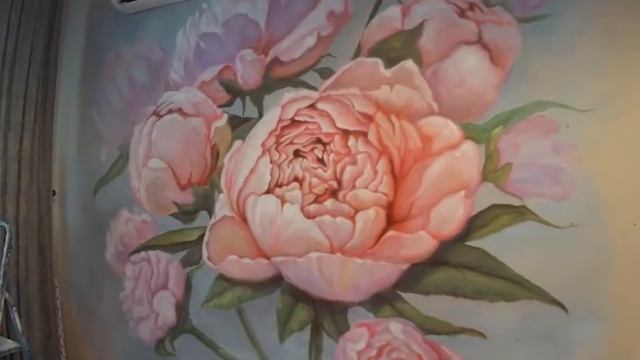 Роспись стены Пионы смотреть онлайн
