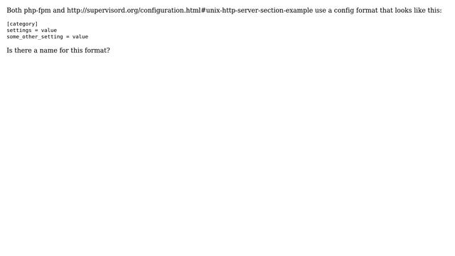 Unix & Linux: What do you call the supervisord and php-fpm et. al. config format? смотреть онлайн