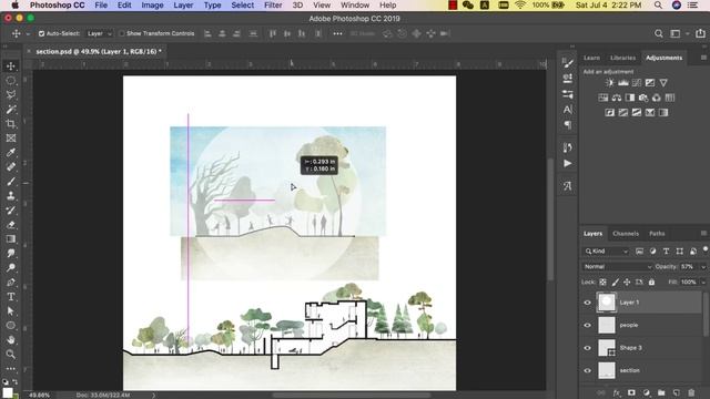 Landscape Section In Photoshop | Stylized Watercolor Trees