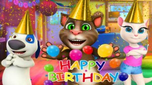 Мой говорящий Том 2 MyTalkingTom.  Анджела, Хэнк,  Джинджер на Дне Рождении Тома #Том_2 #Том