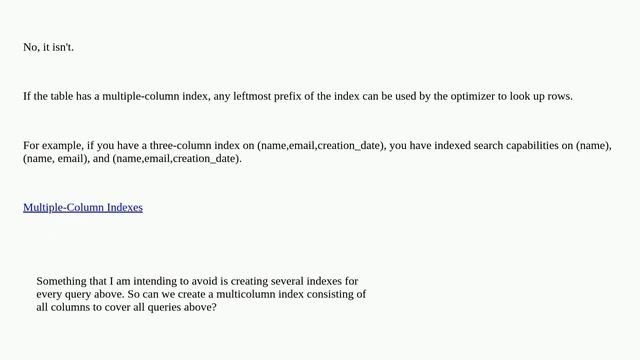 indexing multiple columns in a table in MySQL смотреть онлайн