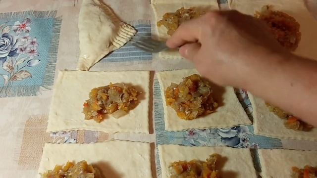 Слойки с мясом и тыквой. смотреть онлайн