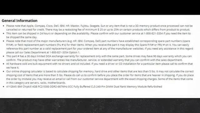 41Y2845 IBM Chipkill 4GB PC2-5300 DDR2-667MHz ECC Fully Buffered CL5 240-Pin DIMM Dual Rank Memory смотреть онлайн