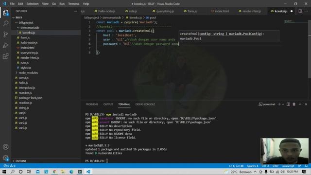 instalasi modul mariadb dan membangun koneksi antara node.js dan maria db смотреть онлайн