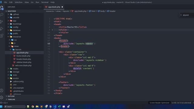 Using Laravel @extends, @include and @yield смотреть онлайн