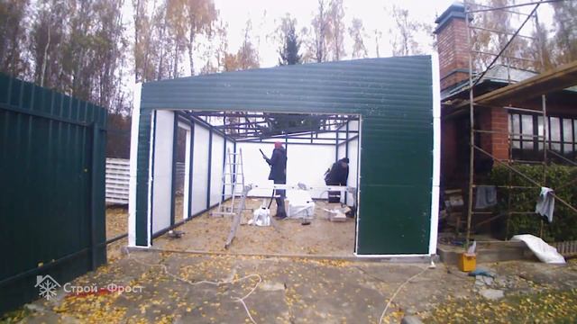 Строительство гаража из сэндвич-панелей | #timelapse 12 смотреть онлайн