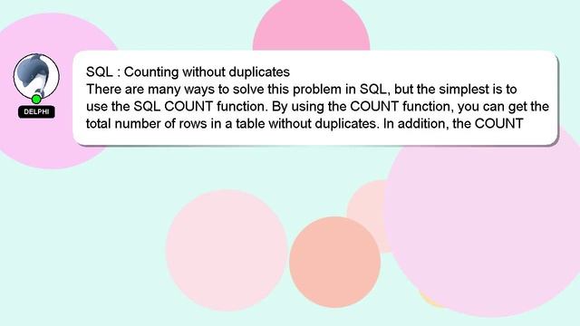 SQL : Counting without duplicates смотреть онлайн
