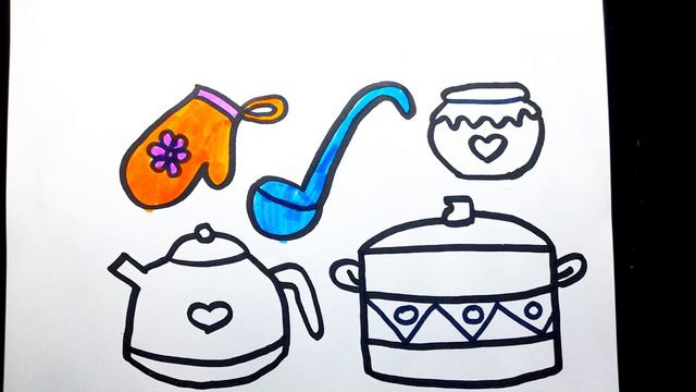 How To Draw Cooking Utensils | Kitchen Utensils Drawing Easy Step By Step