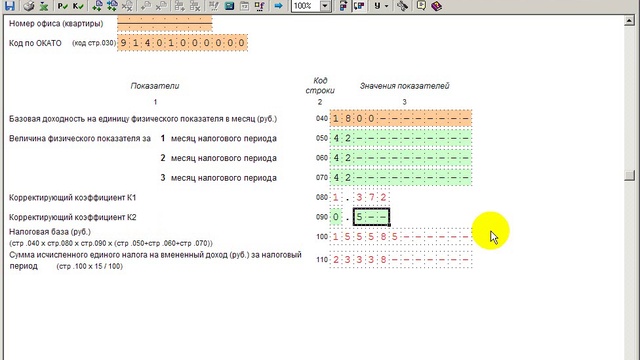 Заполнение Декларации по ЕНВД