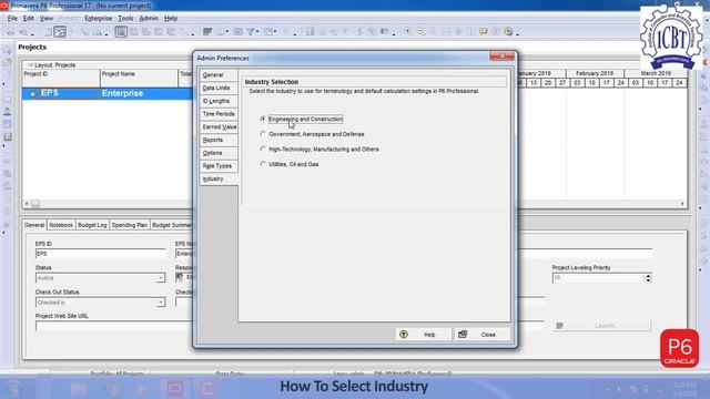 Selection of Industry in Primavera P6 смотреть онлайн