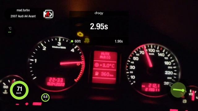 AUDI A4 B7 3.0 TDI ASB | STAGE 1+ LAUNCH CONTROL | DRAGY TEST | 320HP 680NM | 1/4mile | 0 - 100 | 4 смотреть онлайн