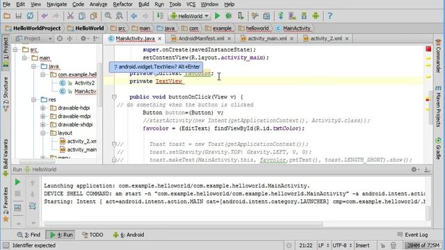 EditText input to TextView output in Android Studio смотреть онлайн