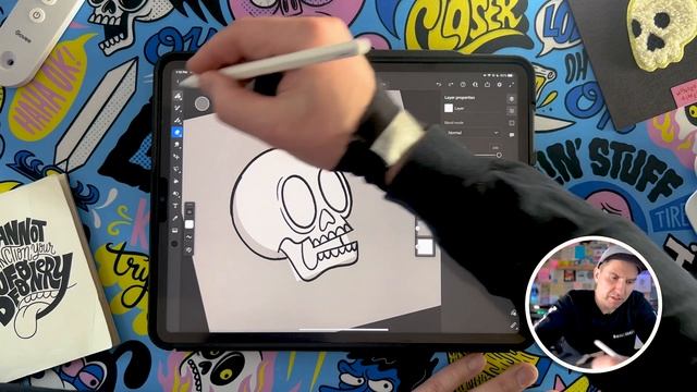 Draw a Cool Gritty Skull Design with Me in Adobe Fresco on the iPad смотреть онлайн