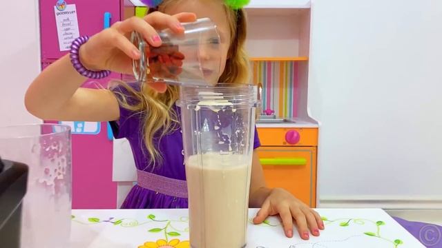 Nastya prepares ice cream and a milkshake for dad смотреть онлайн