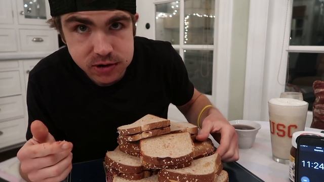 NUTELLA, PEANUT BUTTER, & JELLY Sandwich Challenge + Bonus Dessert (SO MANY CARBS) смотреть онлайн