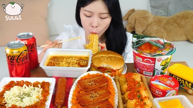 ASMR MUKBANG| 편의점 직접 만든 불닭 떡볶이 햄버거 김밥 먹방 & 레시피 FRIED CHICKEN AND Tteokbokki EATING