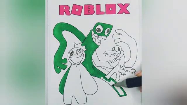 GREEN ORANGE AND BLUE FRIEND - Rainbow Friends Roblox coloring pages смотреть онлайн