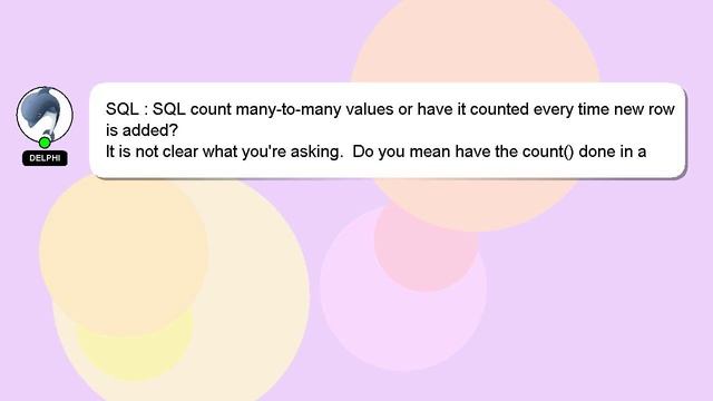 SQL : SQL count many-to-many values or have it counted every time new row is added? смотреть онлайн