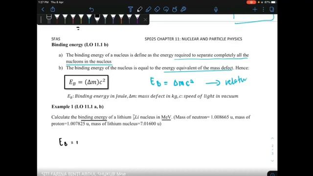 SP025 CHAPTER 11.1 BINDING ENERGY AND MASS DEFECT смотреть онлайн