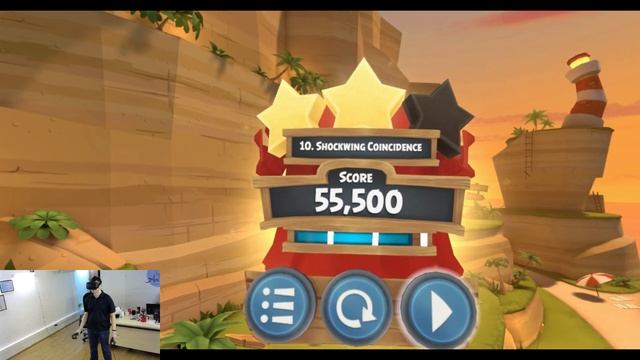 Атакуем зеленых свиней в Angry Birds VR: Isle of Pigs Прохождение - 1 часть. смотреть онлайн