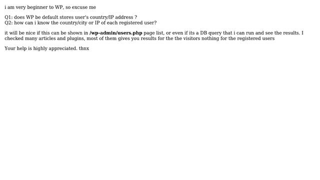 Wordpress: Get registered user's country or IP смотреть онлайн