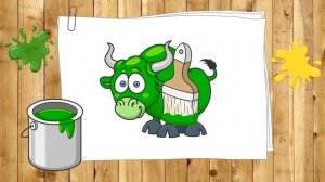 Раскраска для детей - Мультик про слона - Крокодил - Лиса - Бык - Учим цвета