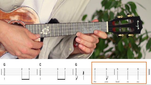 Ukulele Fingerstyle Tutorial - Paul Anka - Put Your Head On My Shoulder - Tabs On Screen смотреть онлайн