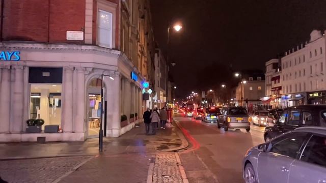 London Walk In Knightsbridge, Cromwell Road, Harrods, Sloane Street, London Night Walk, 4k HDR