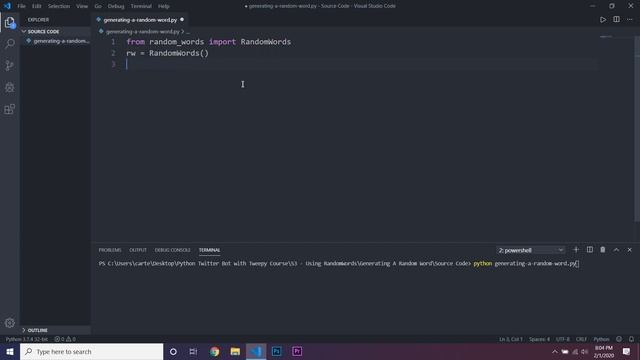 Generating a Random Word | Twitter Bot with Python Course Ep. #9 смотреть онлайн