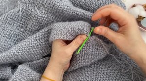 Свитер с V-вырезом платочной вязкой. МК для начинающих