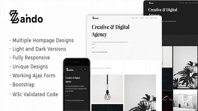 Zando - Creative Minimal Portfolio Landing Page | Themeforest Website Templates and Themes смотреть онлайн