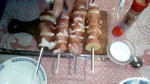 Картошка с салом на мангале/ рецепт/ приготовление