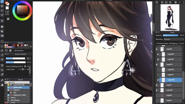 [Medibang Paint Pro desktop version how to] Skin tutorial | Blending with explanation смотреть онлайн