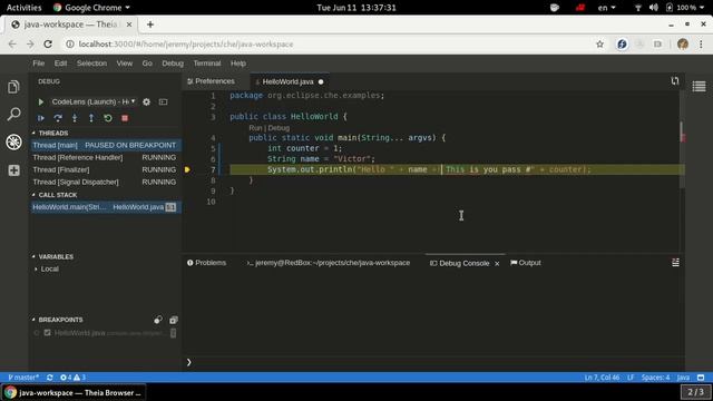 VScode java debug plugin with Theia IDE example смотреть онлайн