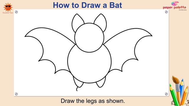 How to draw a Bat | Easy drawing lessons | Sunshine Toons | Paper Palette смотреть онлайн