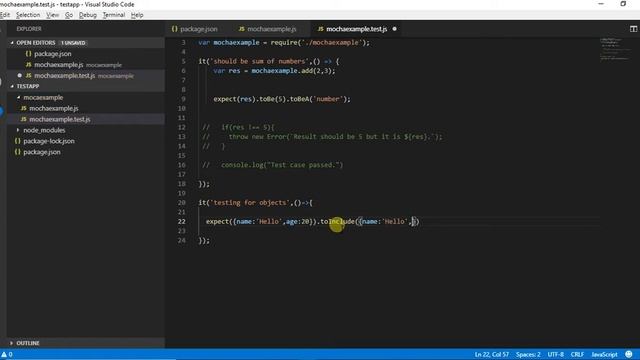 Using Objects with Expect in MochaJS смотреть онлайн