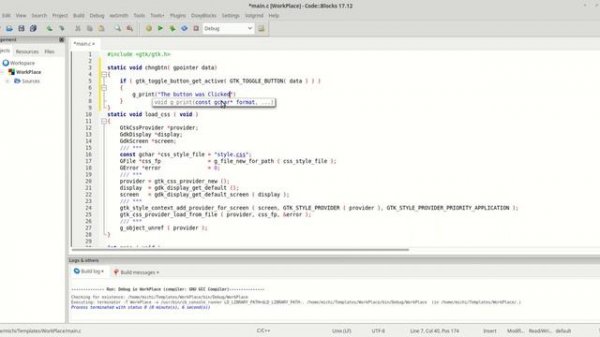 GTK3 CSS C Language Tutorial 6 ToggleButton color